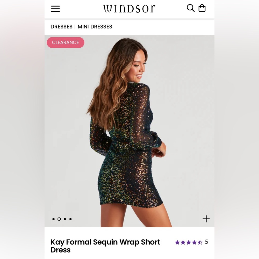 Windsor Kay Formal Sequin Wrap Short Dress - Picture 2 of 4